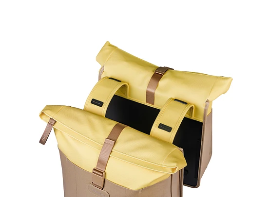 Basil fietstas dubbel Vive zand/geel 28-35L