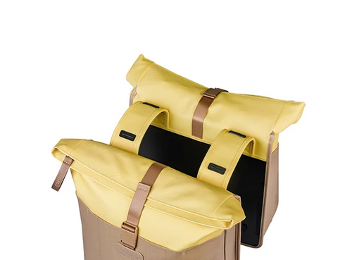 Basil fietstas dubbel Vive zand/geel 28-35L