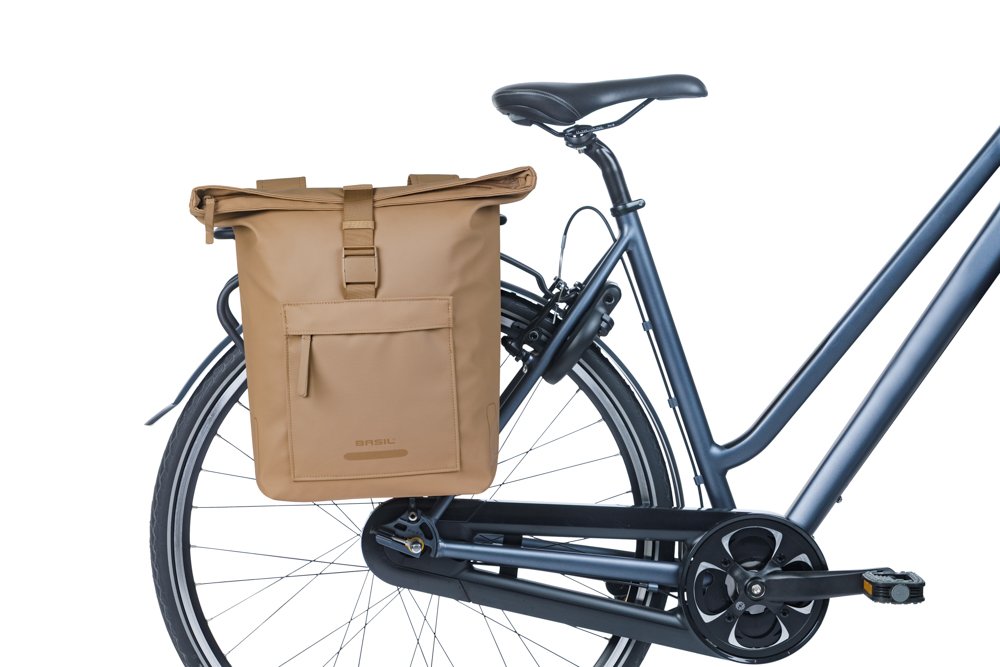 Basil fietstas dubbel Brooklyn zand 41L